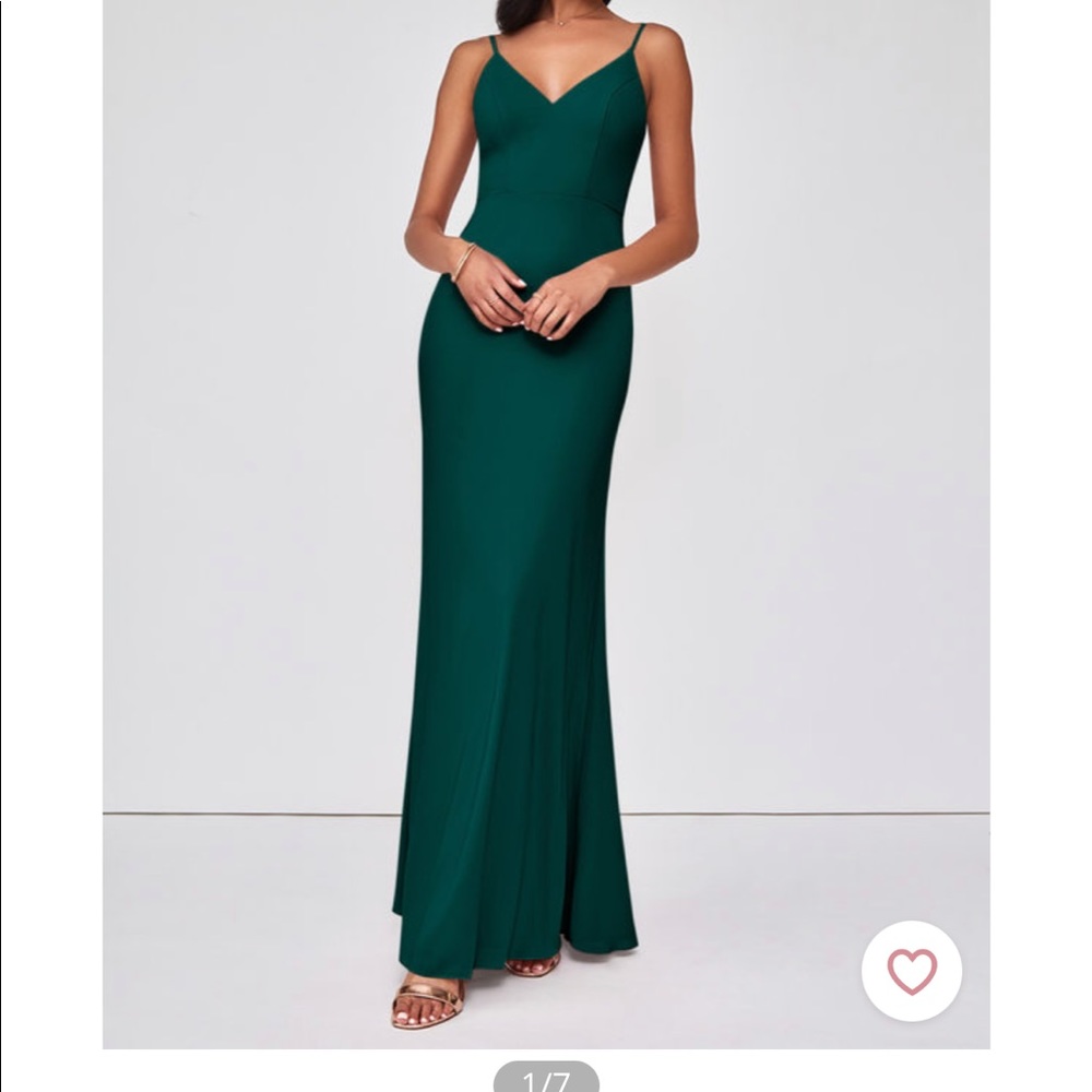 Azazie Satara Bridesmaid Dress. Color Pine. Size A2.